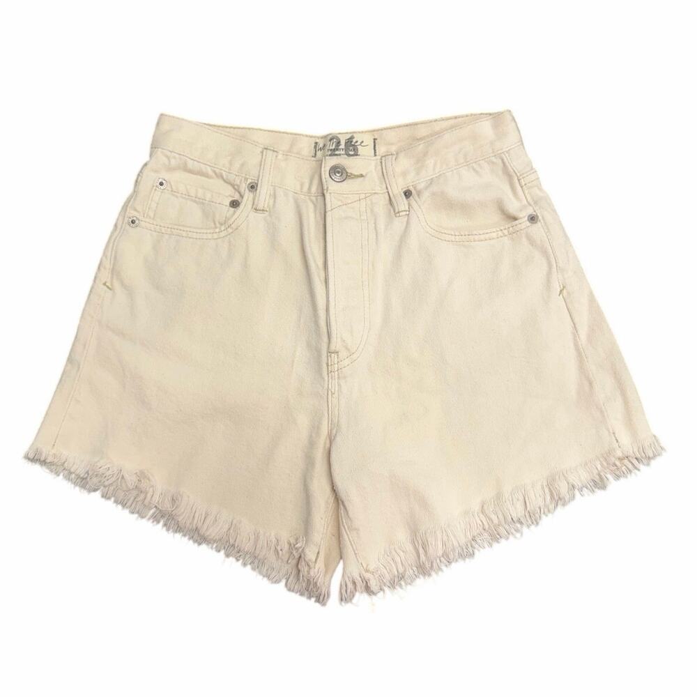 We the Free Button Fly Off-White Denim Shorts Size 26